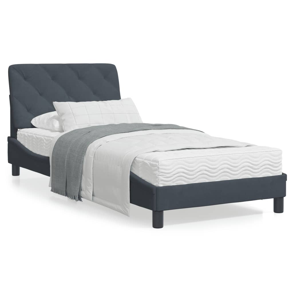 vidaXL Estructura de cama sin colchón terciopelo gris oscuro 90x190 cm