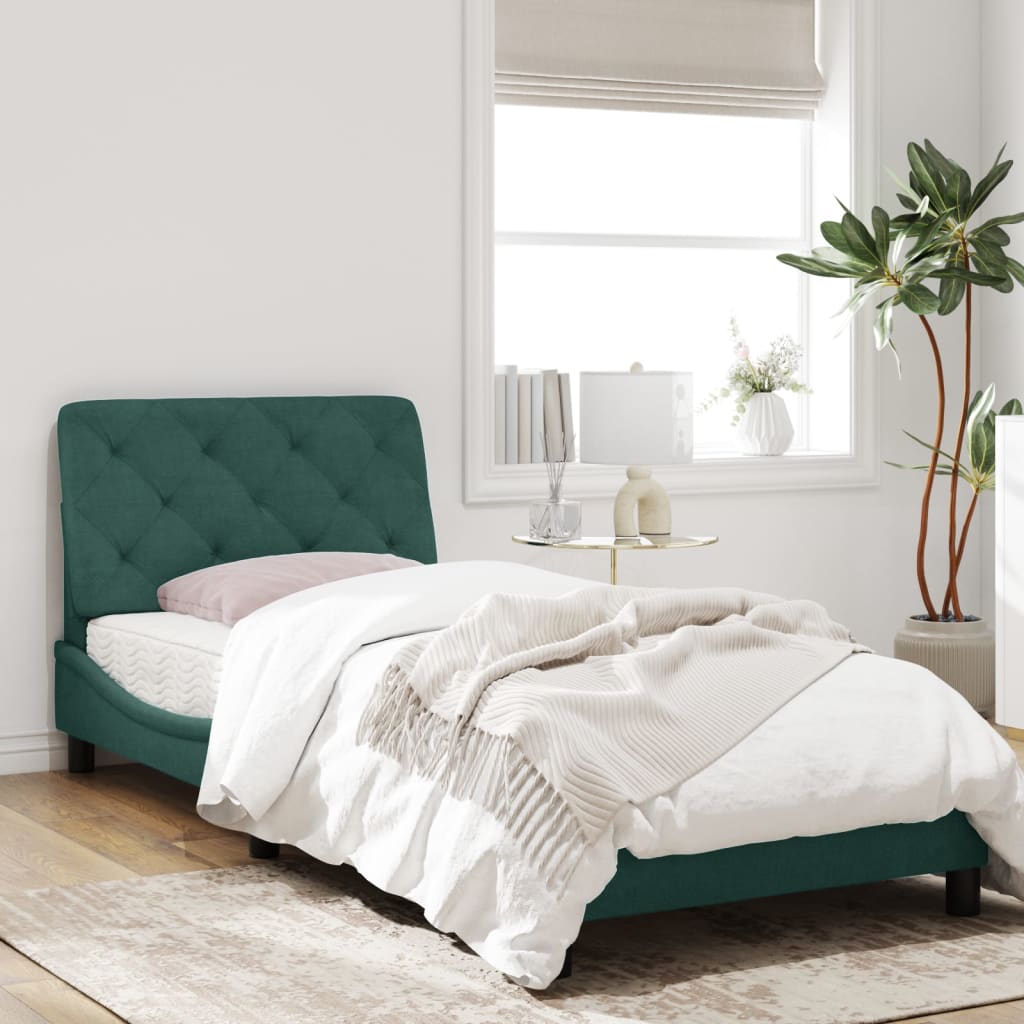 vidaXL Estructura de cama sin colchón terciopelo verde oscuro 90x190cm