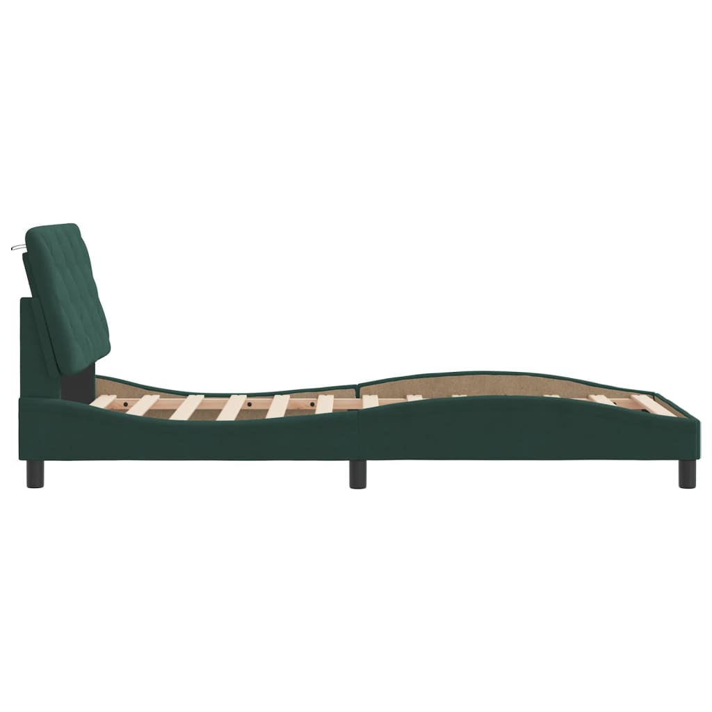 vidaXL Estructura de cama sin colchón terciopelo verde oscuro 90x190cm