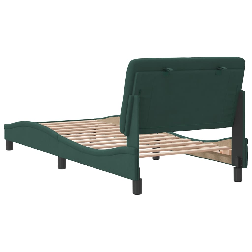 vidaXL Estructura de cama sin colchón terciopelo verde oscuro 90x190cm