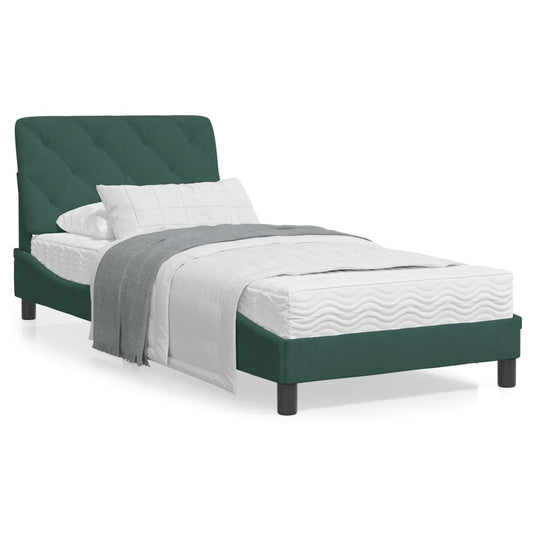 vidaXL Estructura de cama sin colchón terciopelo verde oscuro 90x190cm