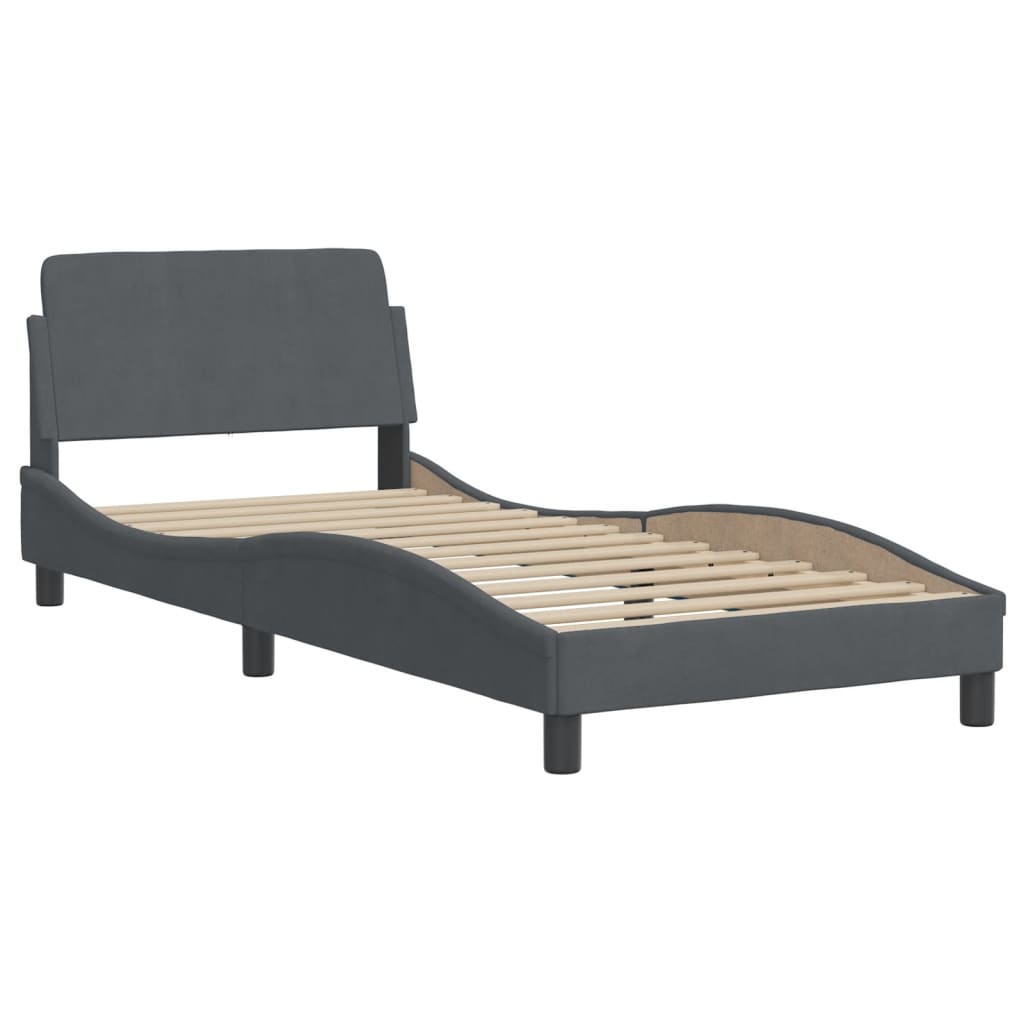 vidaXL Estructura de cama sin colchón terciopelo gris oscuro 90x200 cm