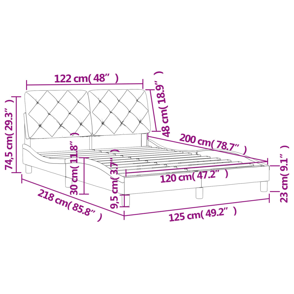 vidaXL Estructura de cama sin colchón terciopelo negro 120x200 cm