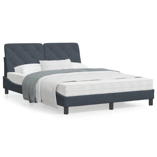 vidaXL Estructura de cama sin colchón terciopelo gris oscuro 140x190cm