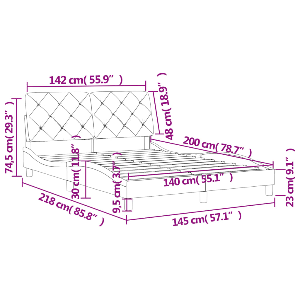 vidaXL Estructura de cama sin colchón terciopelo gris oscuro 140x200cm