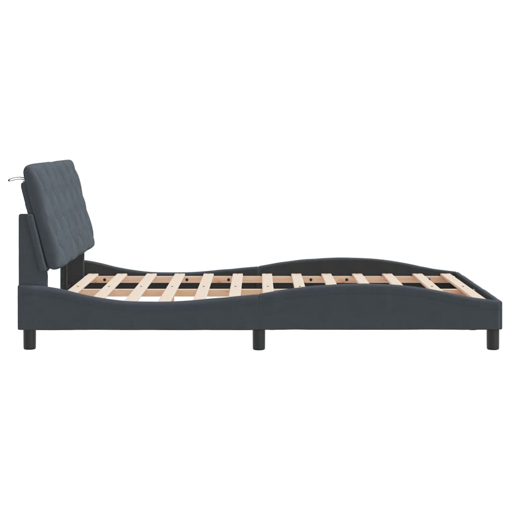 vidaXL Estructura de cama sin colchón terciopelo gris oscuro 140x200cm