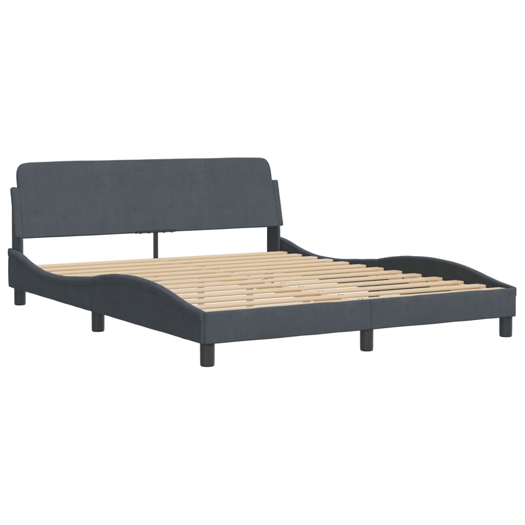 vidaXL Estructura de cama sin colchón terciopelo gris oscuro 160x200cm