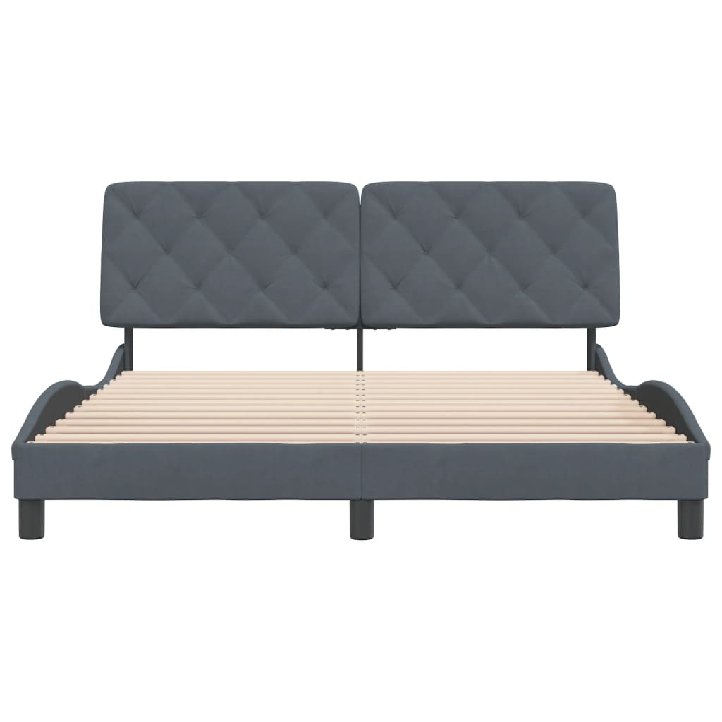 vidaXL Estructura de cama sin colchón terciopelo gris oscuro 160x200cm