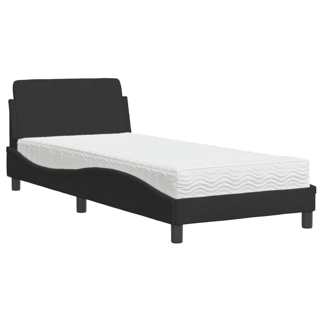 vidaXL Cama con colchón terciopelo negro 80x200 cm