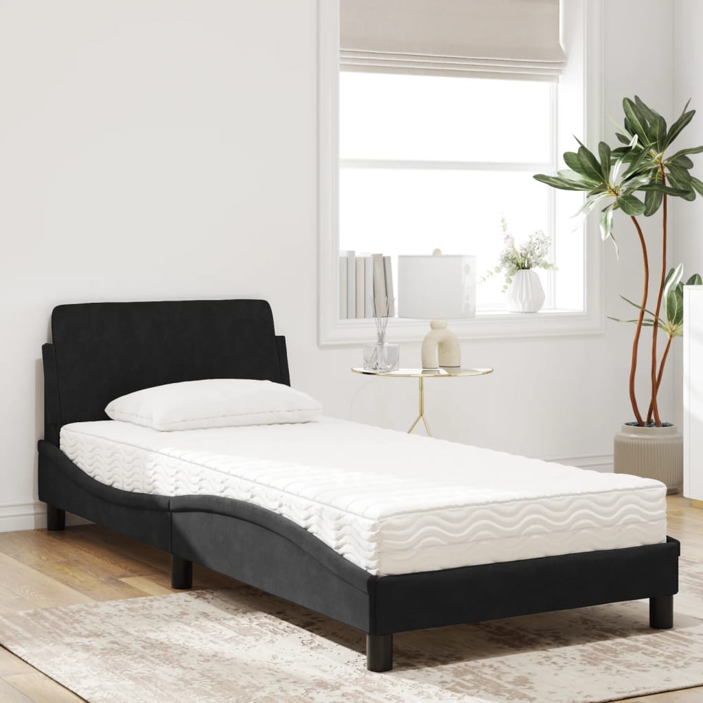 vidaXL Cama con colchón terciopelo negro 80x200 cm