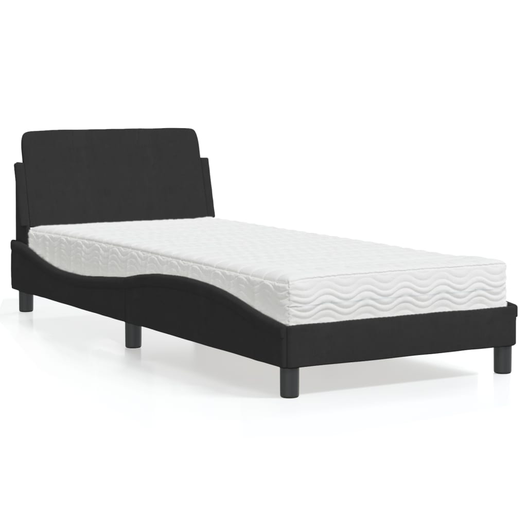 vidaXL Cama con colchón terciopelo negro 80x200 cm