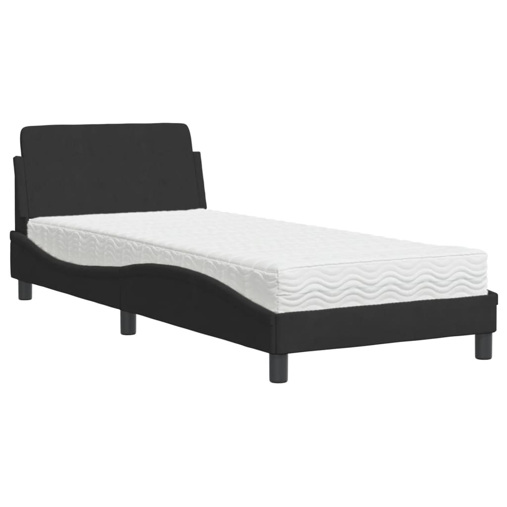 vidaXL Cama con colchón terciopelo negro 90x190 cm