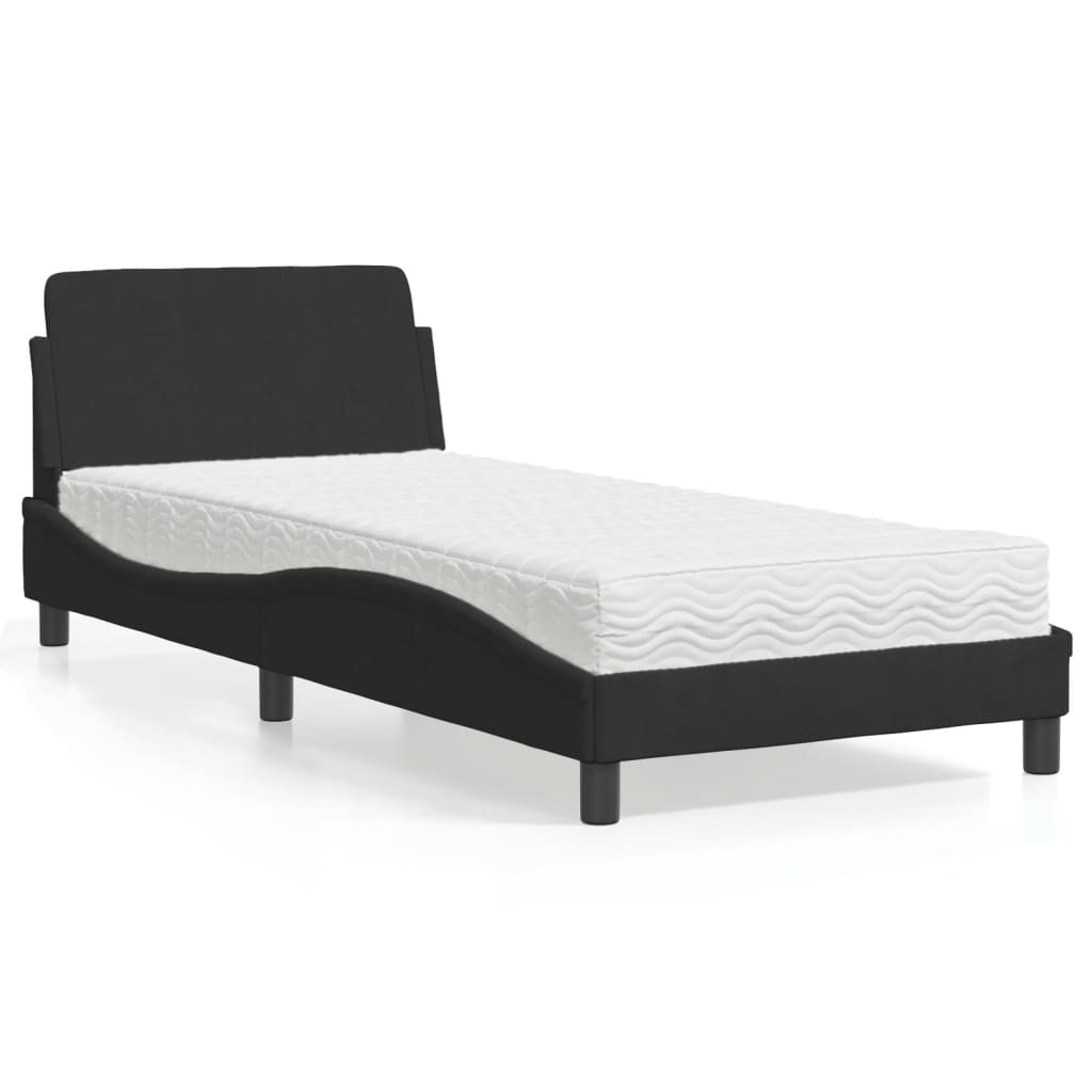 vidaXL Cama con colchón terciopelo negro 90x190 cm