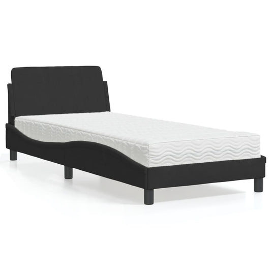 vidaXL Cama con colchón terciopelo negro 90x190 cm