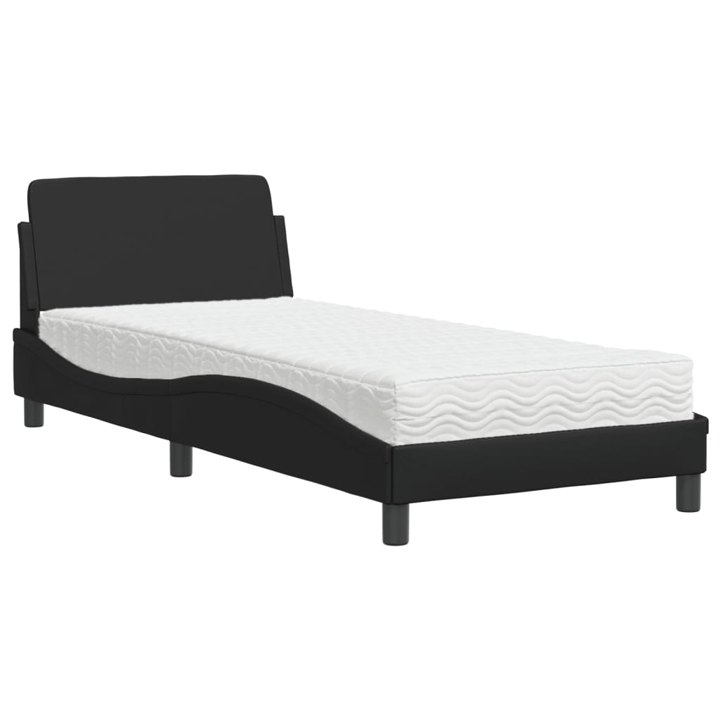 vidaXL Cama con colchón cuero sintético negro 90x200 cm