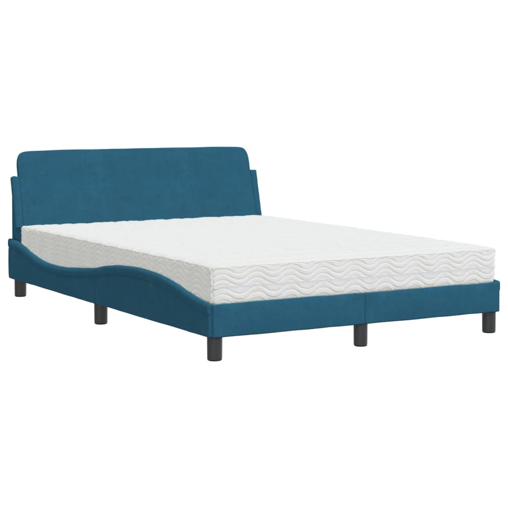 vidaXL Cama con colchón azul terciopelo 120x200 cm