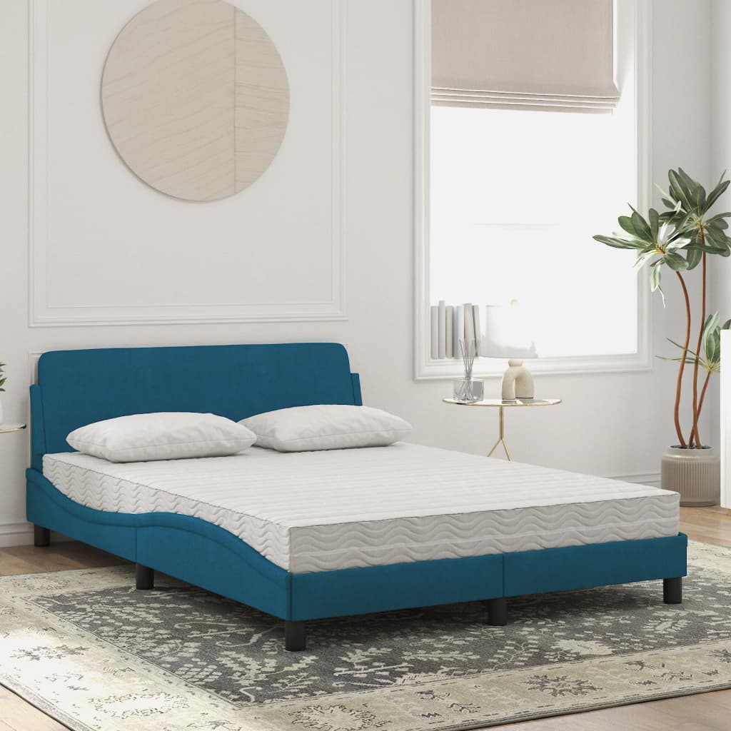 vidaXL Cama con colchón azul terciopelo 120x200 cm