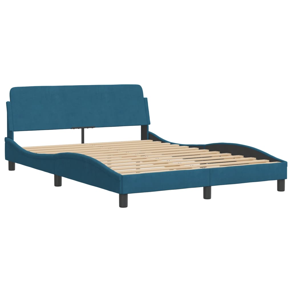 vidaXL Cama con colchón azul terciopelo 120x200 cm