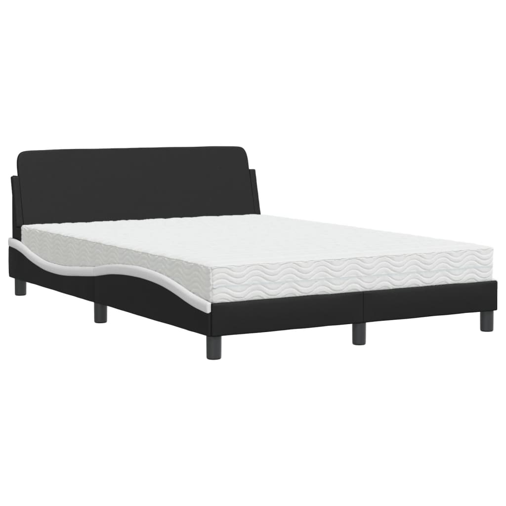 vidaXL Cama con colchón cuero sintético negro y blanco 120x200 cm