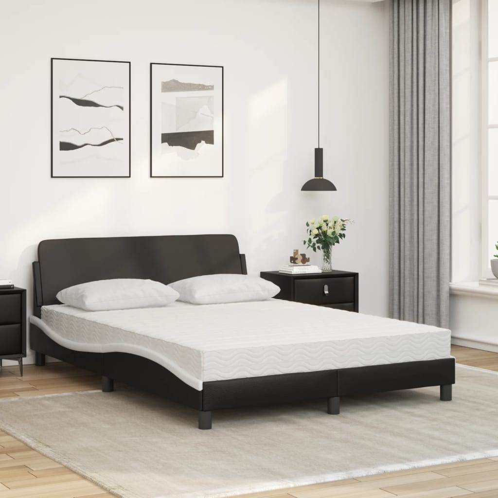 vidaXL Cama con colchón cuero sintético negro y blanco 120x200 cm