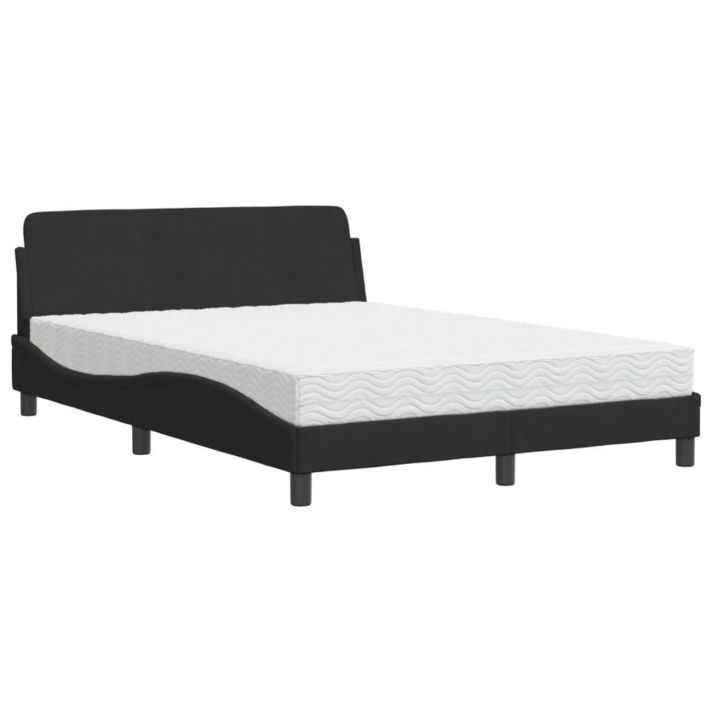 vidaXL Cama con colchón terciopelo negro 140x190 cm