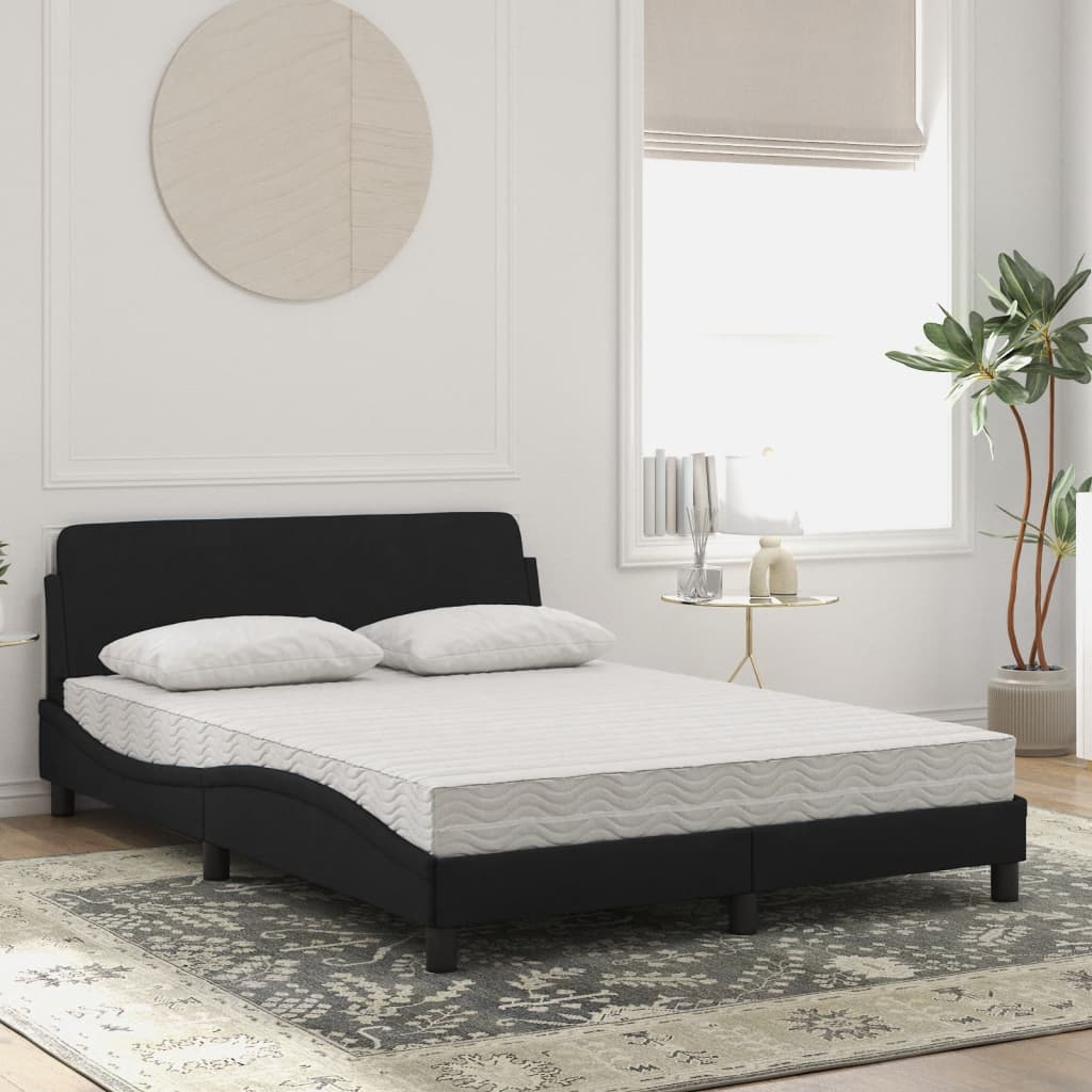 vidaXL Cama con colchón terciopelo negro 140x190 cm