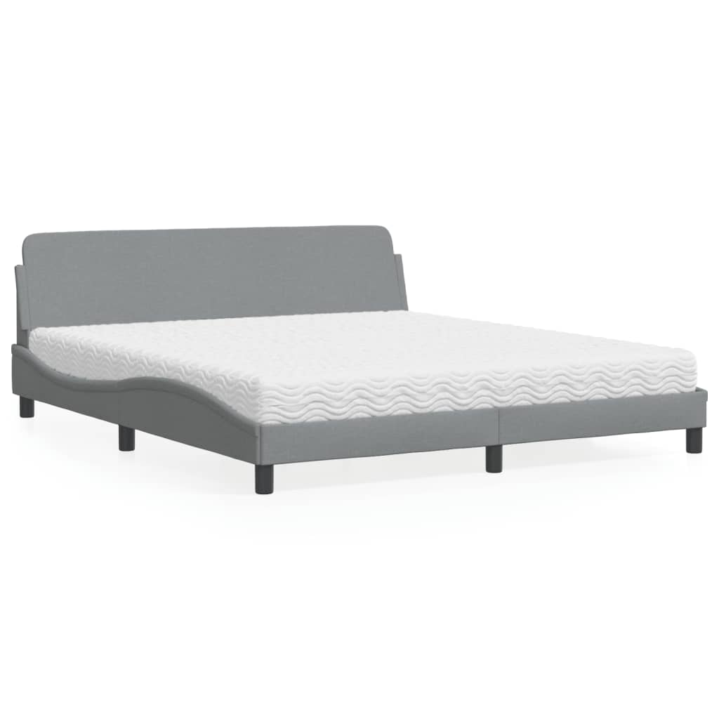 vidaXL Cama con colchón de tela gris claro 180x200 cm