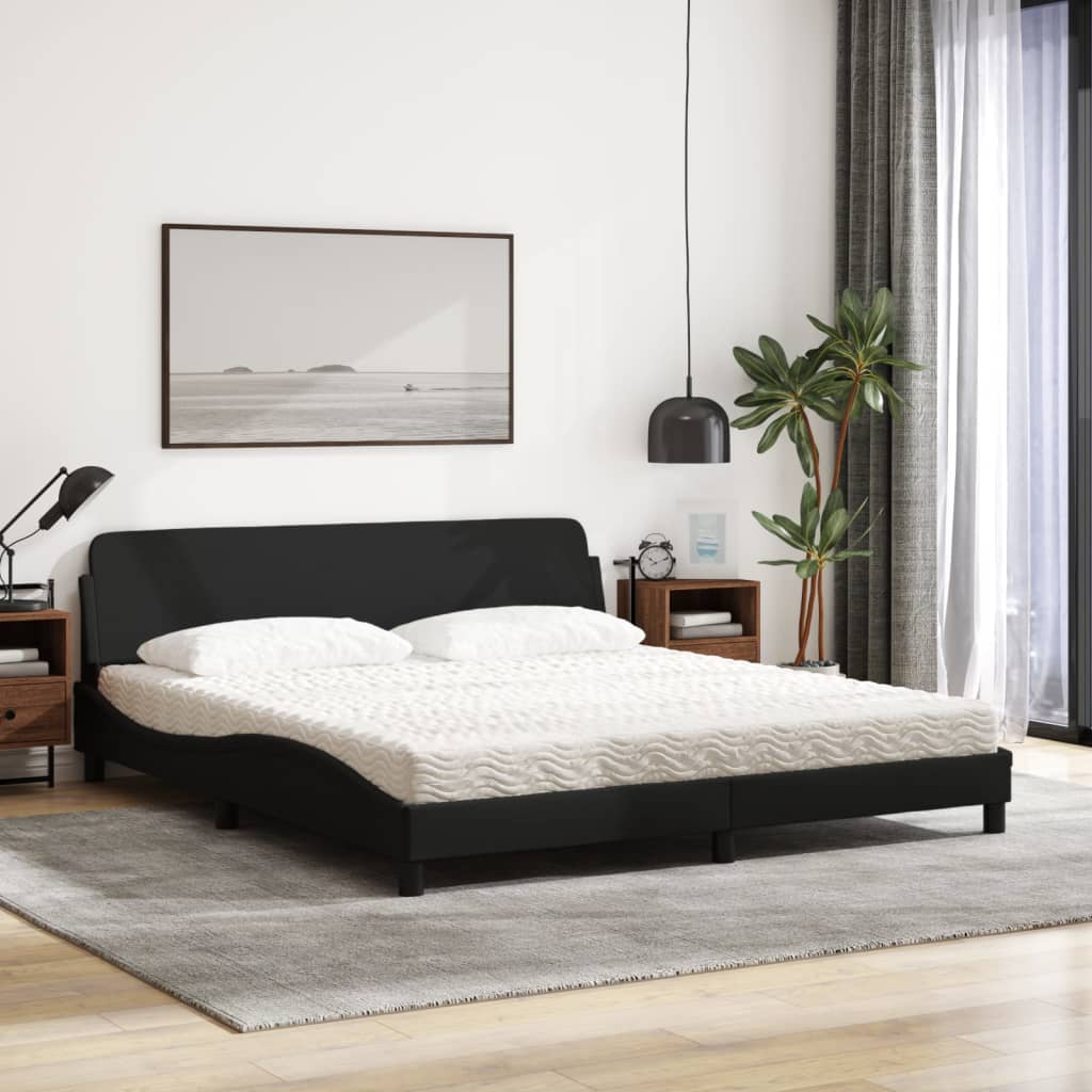 vidaXL Cama con colchón de tela negro 180x200 cm