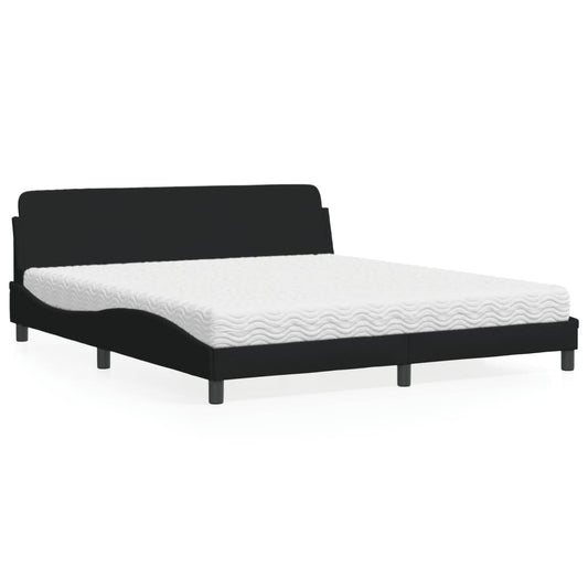 vidaXL Cama con colchón de tela negro 180x200 cm