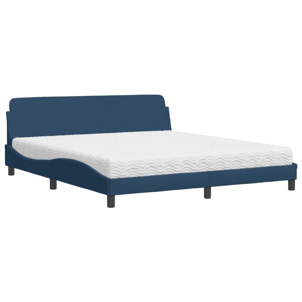 vidaXL Cama con colchón de tela azul 180x200 cm