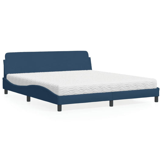 vidaXL Cama con colchón de tela azul 180x200 cm