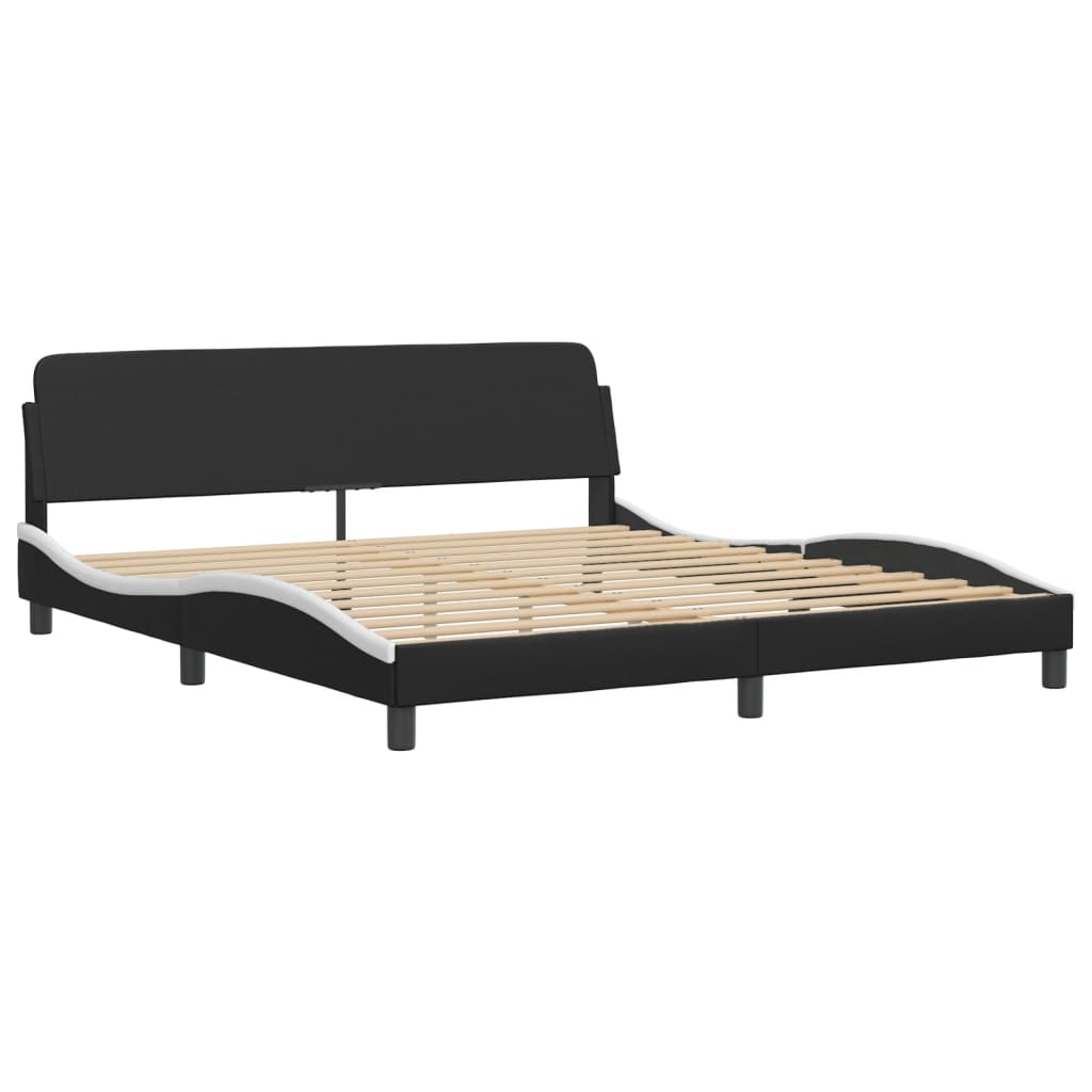 vidaXL Cama con colchón cuero sintético negro y blanco 180x200 cm