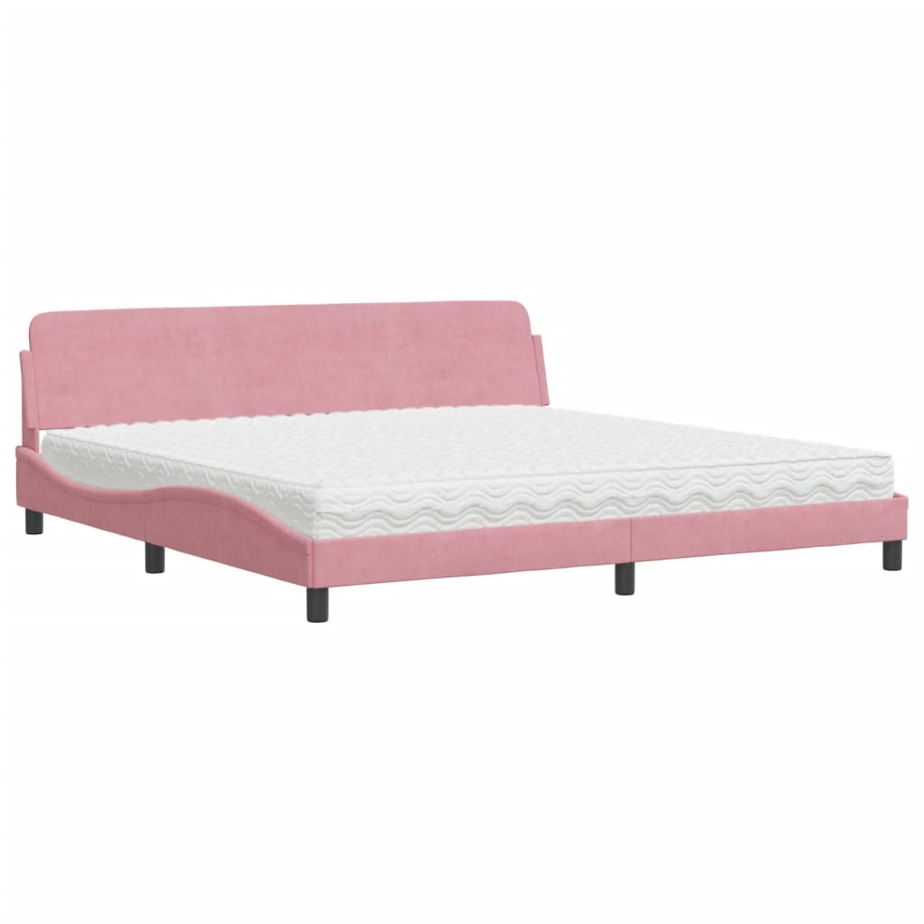 vidaXL Cama con colchón terciopelo rosa 200x200 cm