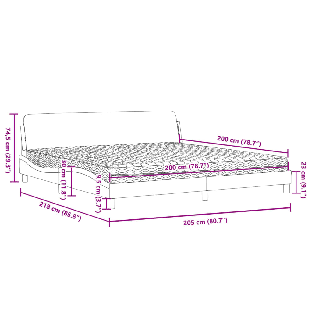 vidaXL Cama con colchón terciopelo rosa 200x200 cm