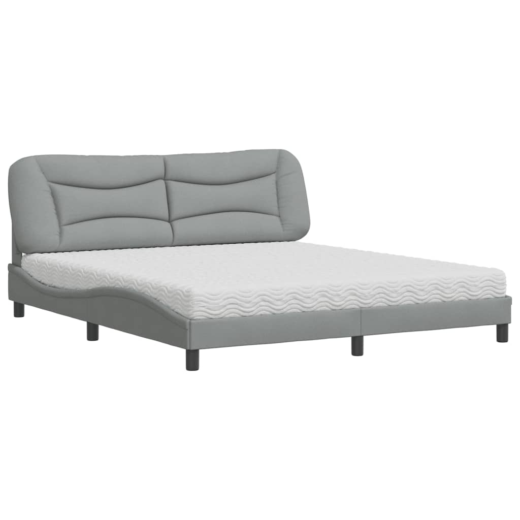 vidaXL Cama con colchón de tela gris claro 180x200 cm