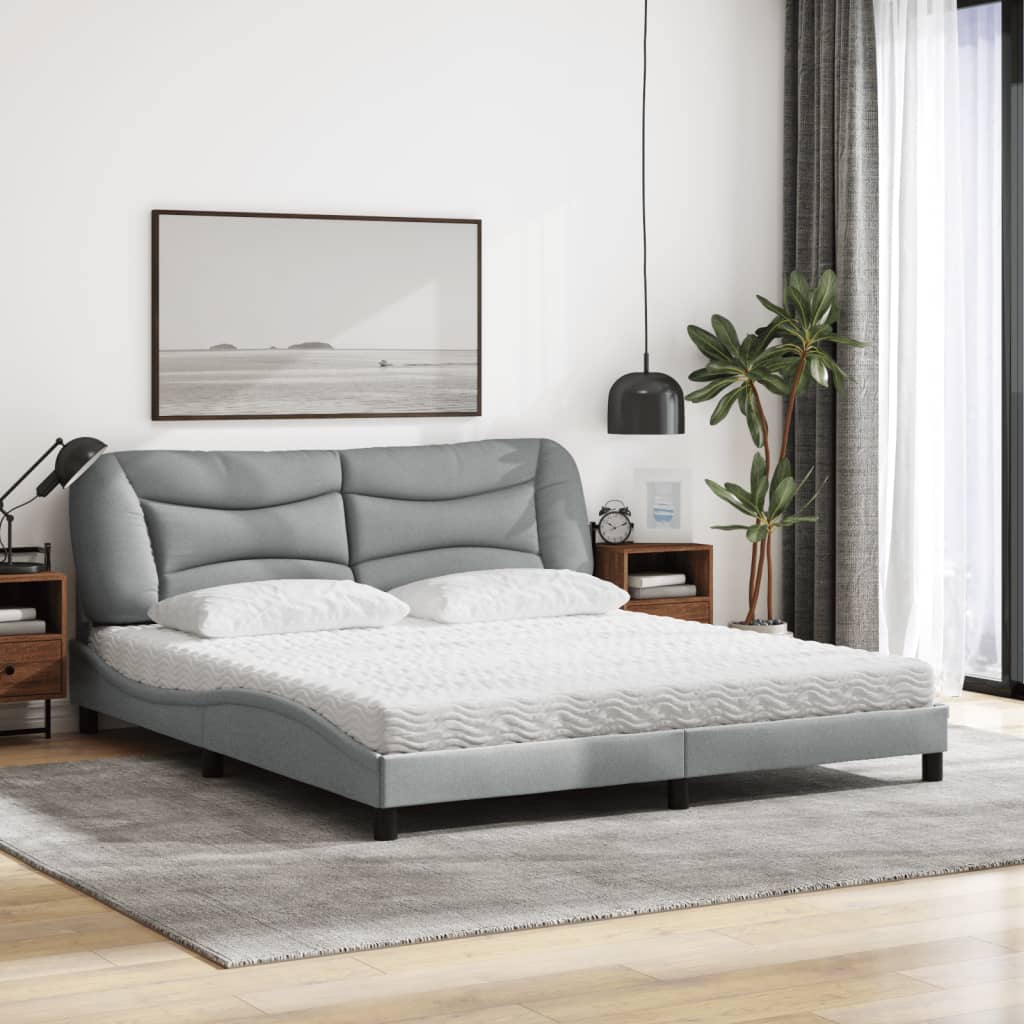 vidaXL Cama con colchón de tela gris claro 180x200 cm