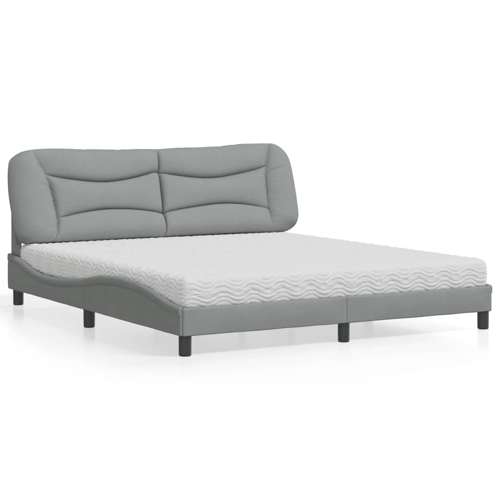 vidaXL Cama con colchón de tela gris claro 180x200 cm