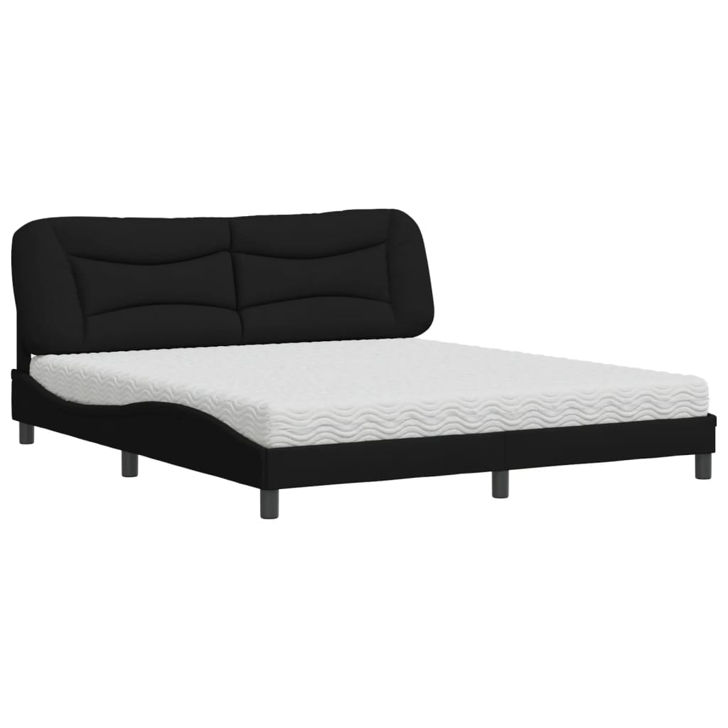 vidaXL Cama con colchón de tela negro 180x200 cm