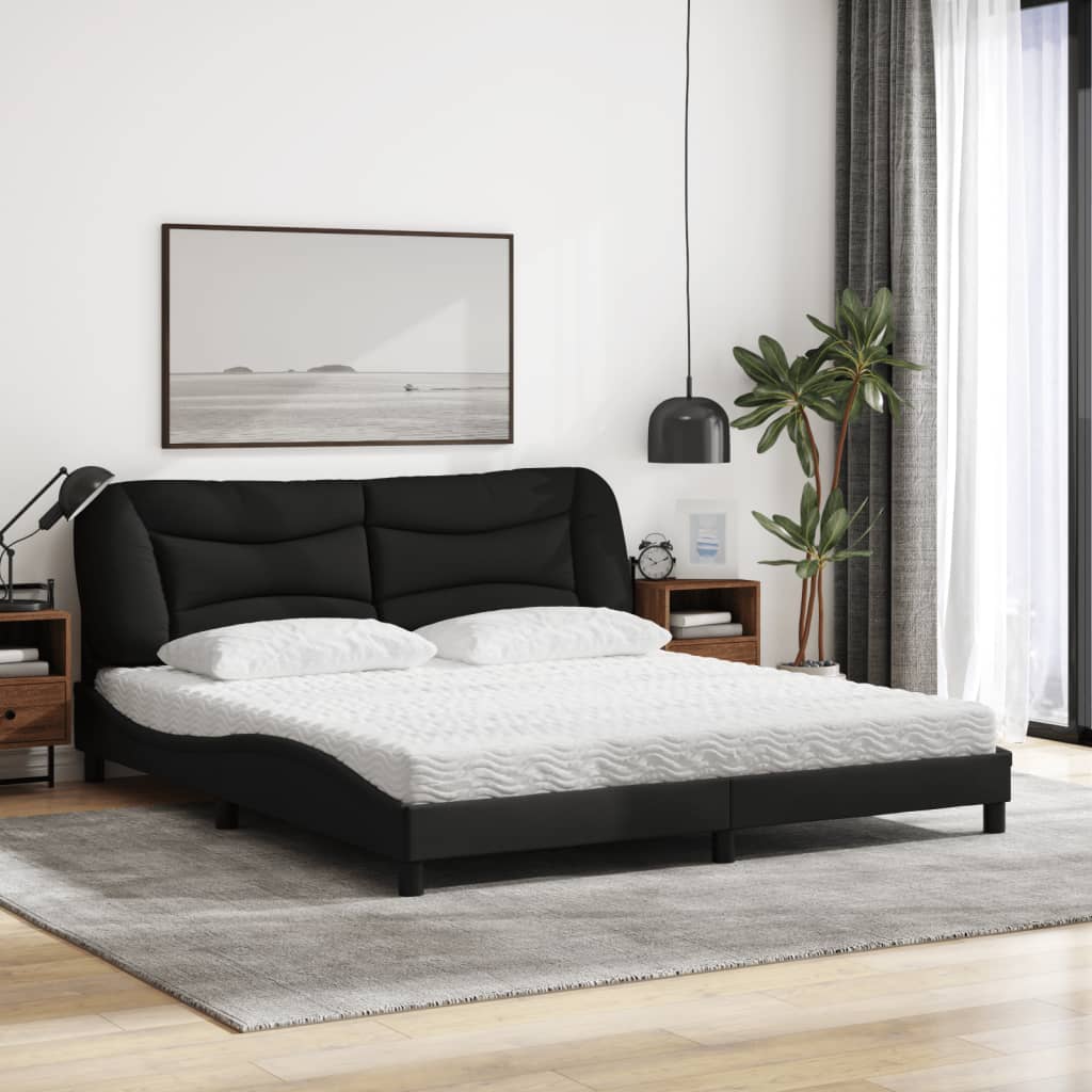 vidaXL Cama con colchón de tela negro 180x200 cm