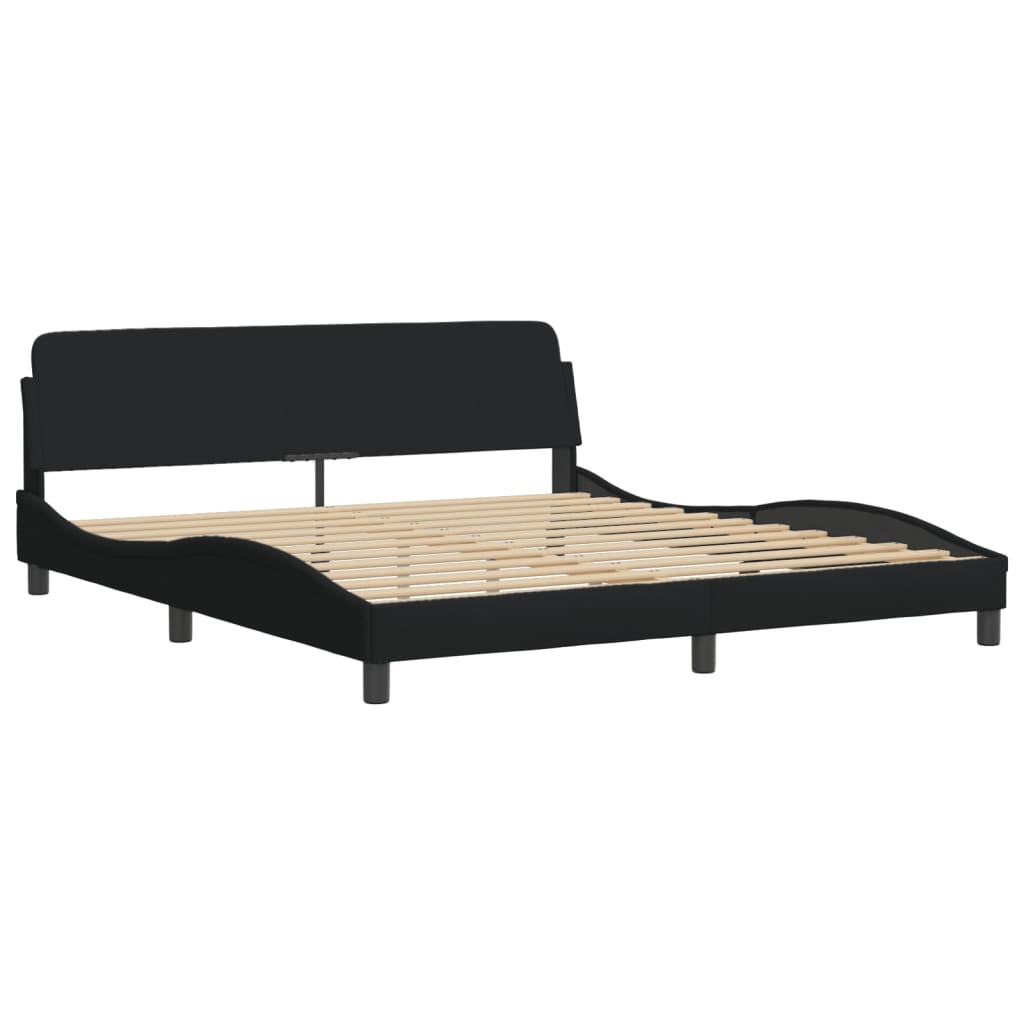 vidaXL Cama con colchón de tela negro 180x200 cm