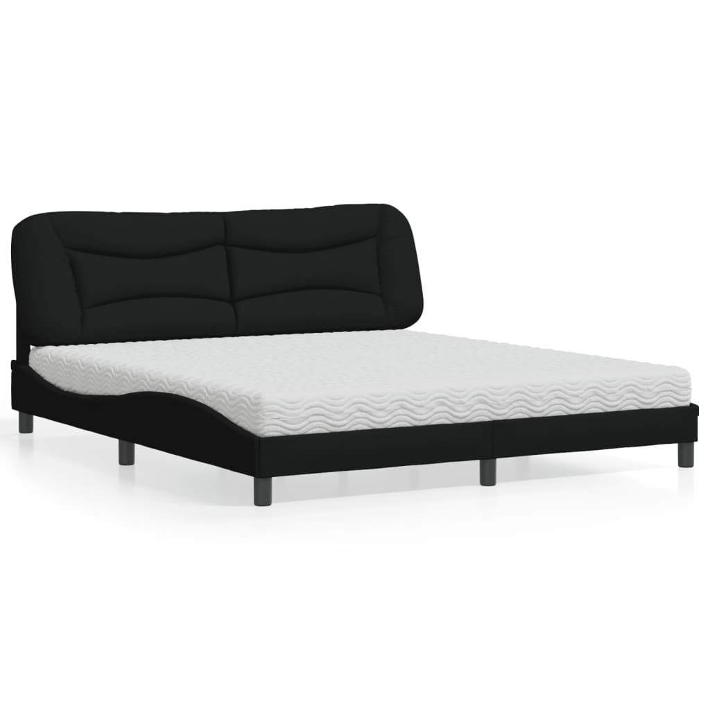 vidaXL Cama con colchón de tela negro 180x200 cm