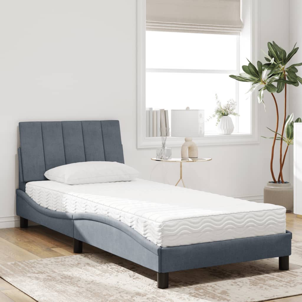 vidaXL Cama con colchón terciopelo gris oscuro 90x190 cm