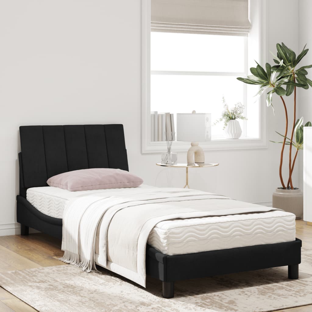 vidaXL Cama con colchón terciopelo negro 90x200 cm