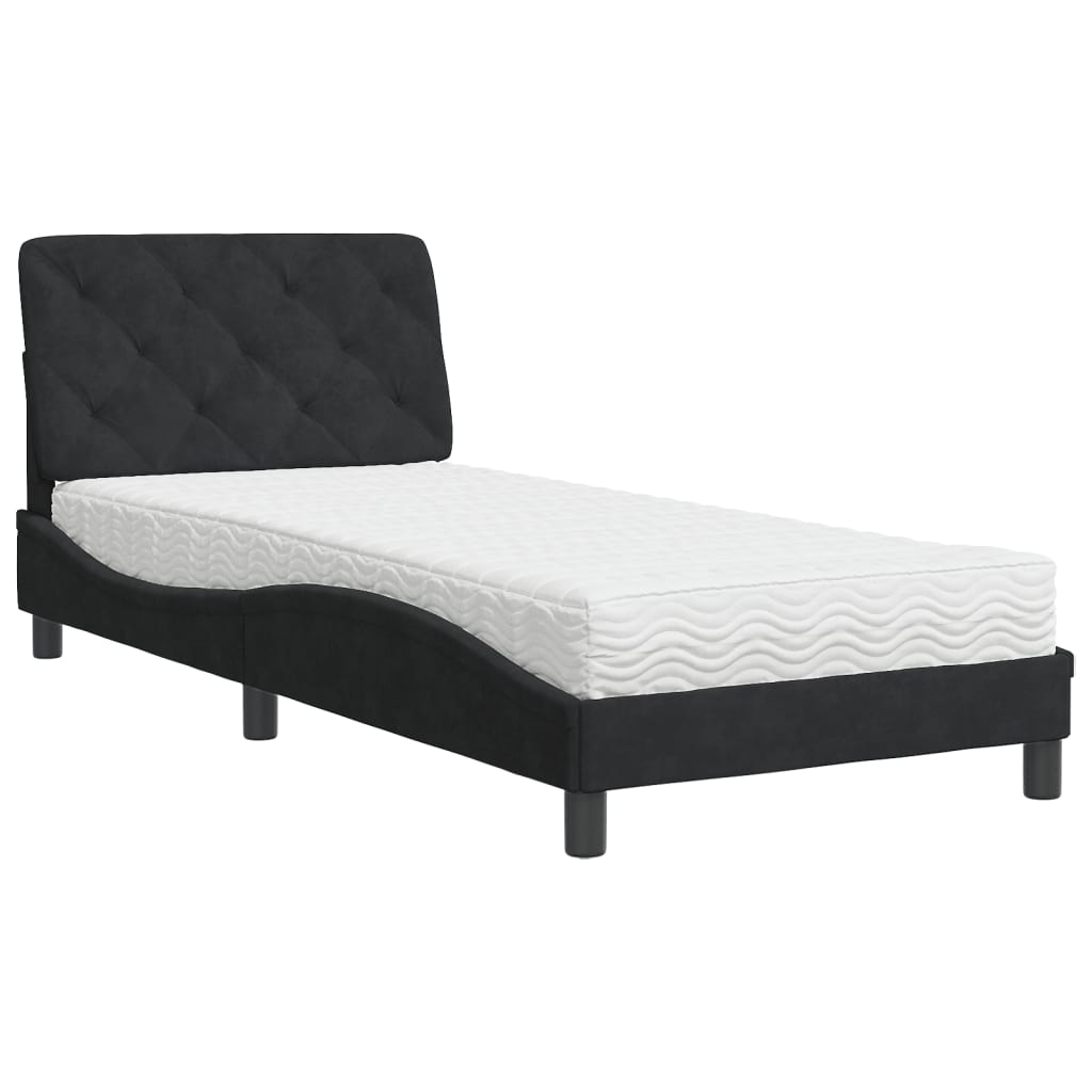 vidaXL Cama con colchón terciopelo negro 80x200 cm