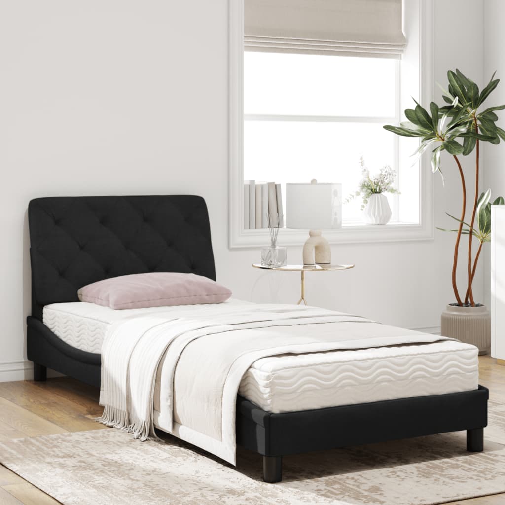 vidaXL Cama con colchón terciopelo negro 80x200 cm