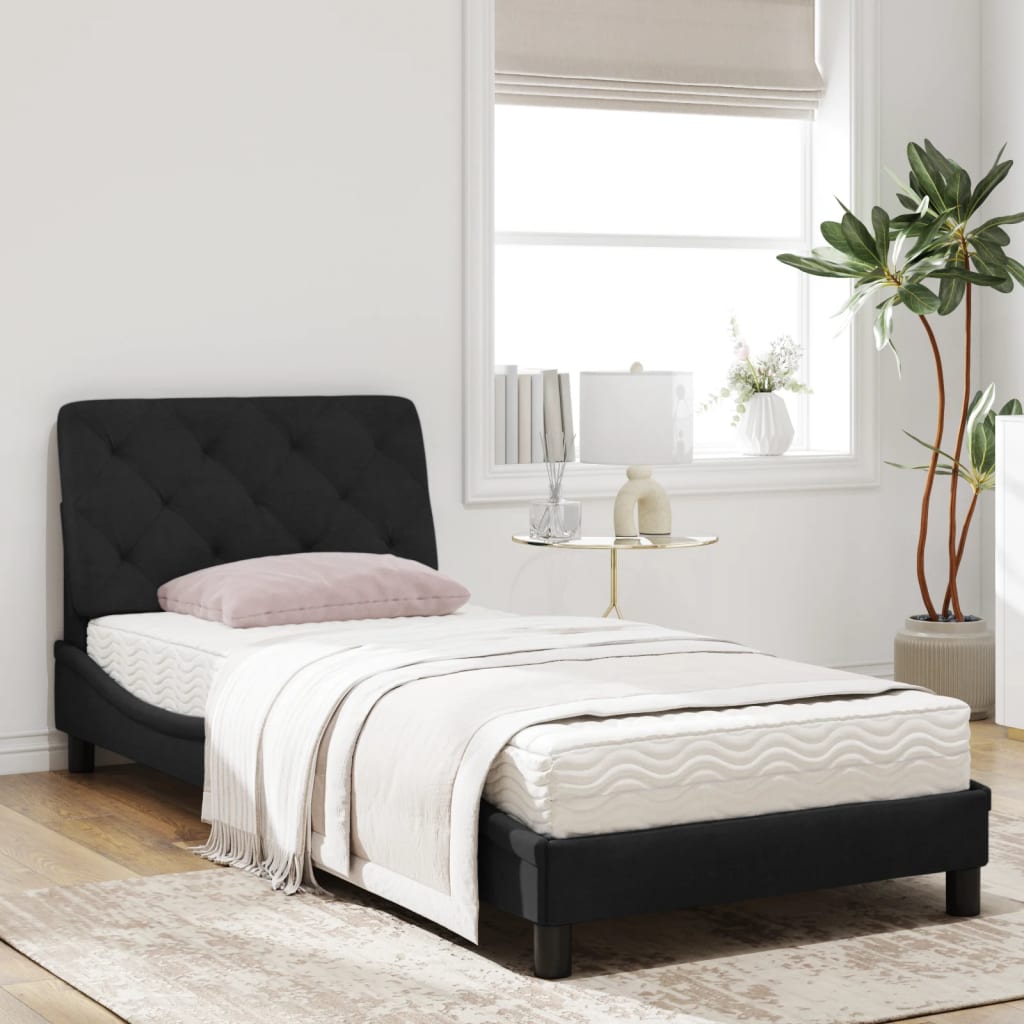 vidaXL Cama con colchón terciopelo negro 90x190 cm