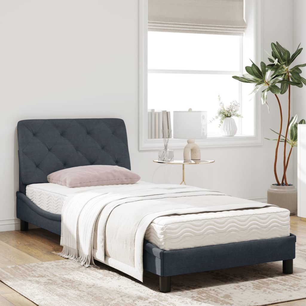 vidaXL Cama con colchón terciopelo gris oscuro 90x200 cm