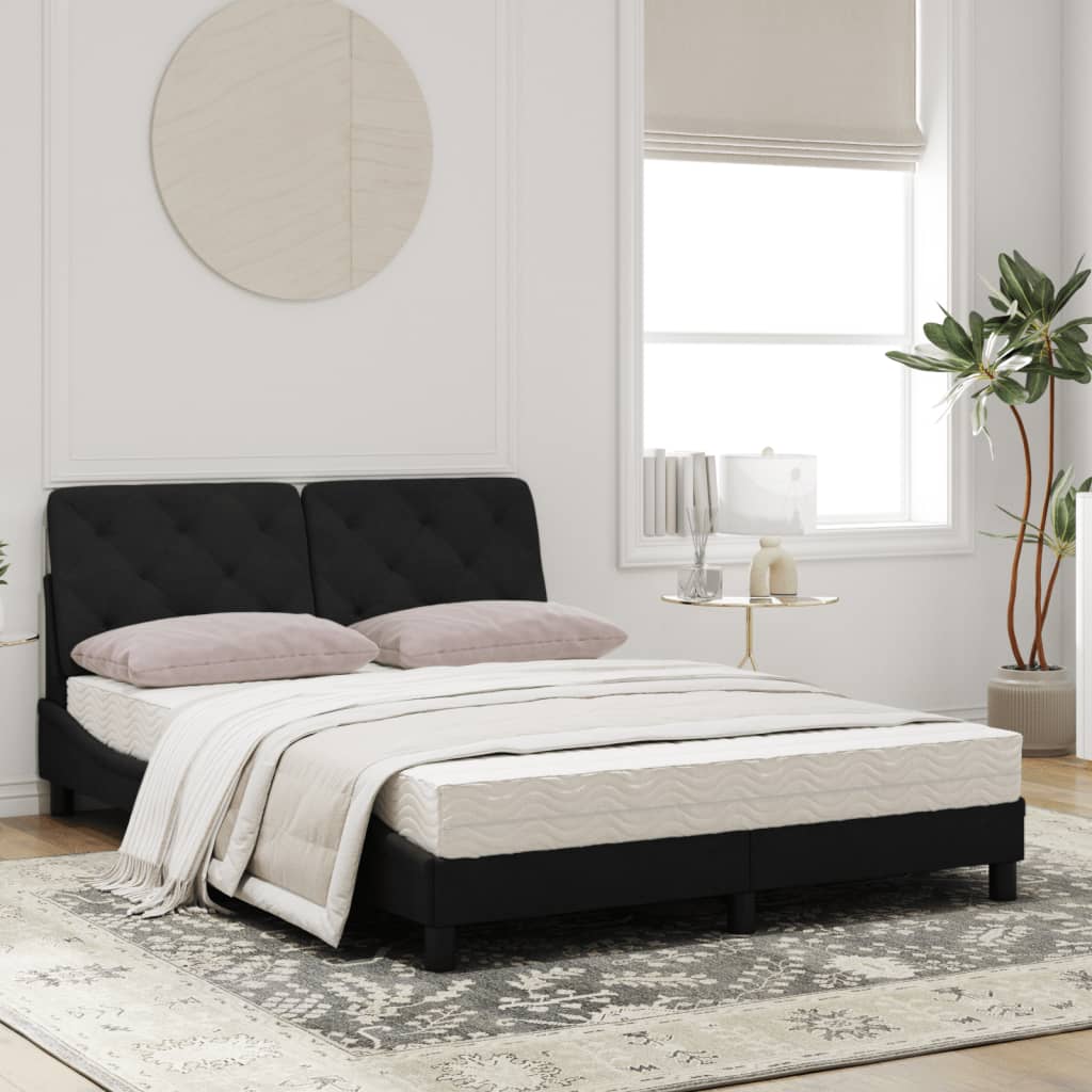 vidaXL Cama con colchón terciopelo negro 140x190 cm