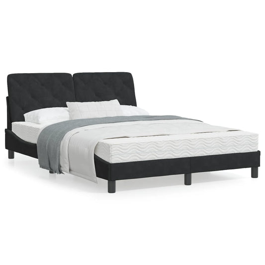 vidaXL Cama con colchón terciopelo negro 140x190 cm