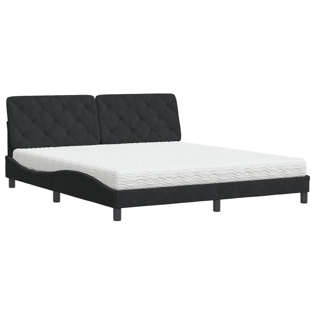 vidaXL Cama con colchón terciopelo negro 180x200 cm